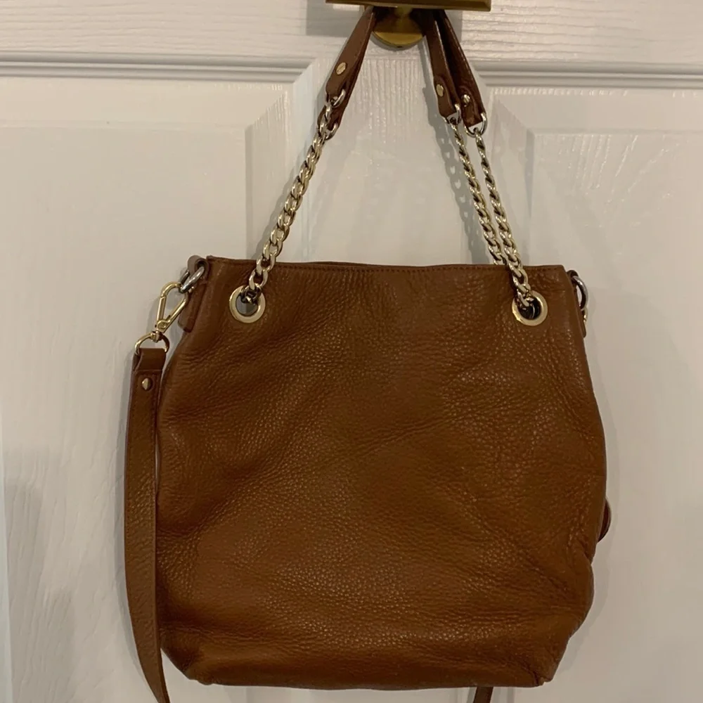 Michael Kors classic brown Pebbled Leather dual‎ Crossbody/shoulder bag